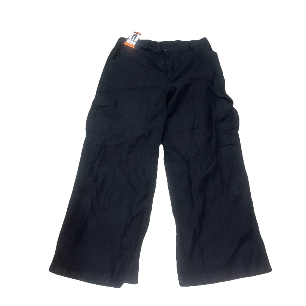 Well Worn Women Cargo‎ Pant Black 16/36 Wide leg INSEAM 31.5 Cotton Blend